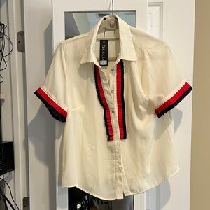 Gracia White Shirt with Red and Black Details